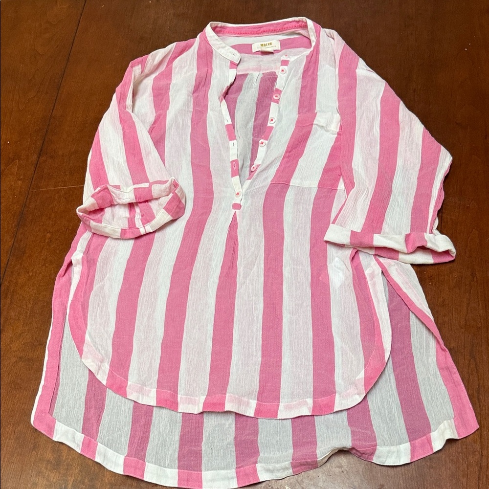 Anthropologie Pink and White Striped Top